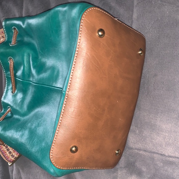 Tignanello Turquoise Leather Shoulder Bag - Picture 6 of 7